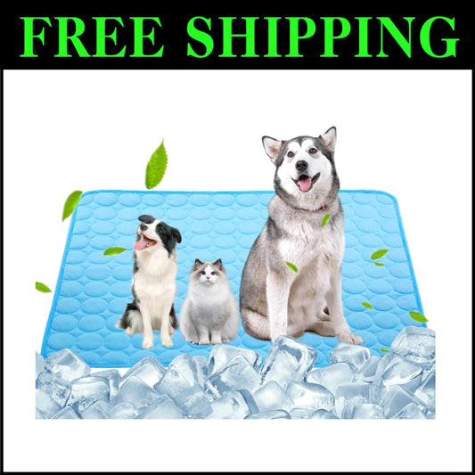 Breathable Washable Cooling Pad for Pets - Large Ice Silk Mat for Summer Comfort