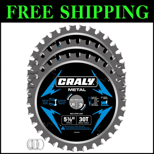 Carbide Tipped 30 Teeth Circular Saw Blade for Ferrous Metals - 5-3/8" 3-Pack