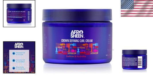 Hydrating Crown Curl Cream, 12 Oz - Shea Butter & Coconut Oil for Defined Curls