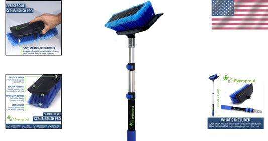 Ultimate Lightweight Extension Scrub Brush - Safe for Cars, RVs, and More