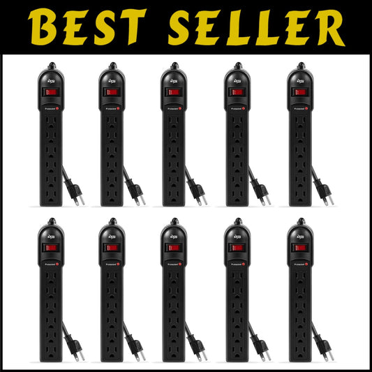 Compact 10-Pack 6-Outlet Surge Protectors with 2-Foot Cord – Always Prepared