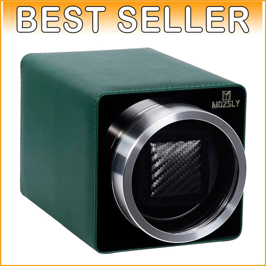 Elegant Automatic Watch Winder - Leather Design with 12 Quiet Rotation Settings