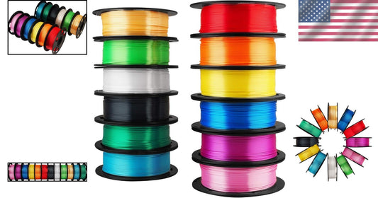 Vibrant 12-Pack Silk PLA Filament Set for 3D Printers, 500g Each, Tangle-Free
