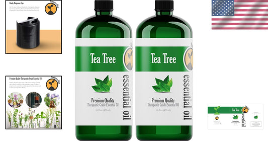 2 Pack 16oz Tea Tree Essential Oil - Therapeutic Grade for Home Aromatherapy