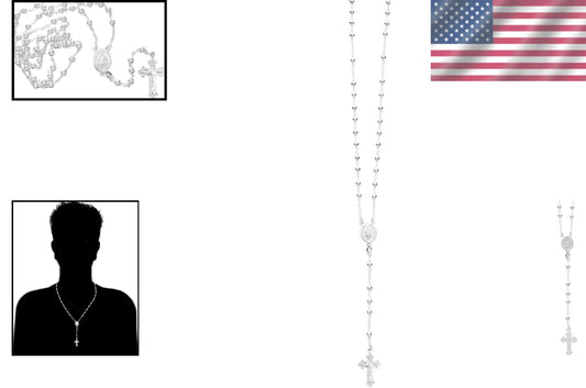 Elegant 30-Inch 925 Sterling Silver Rosary Necklace with Virgin Mary Pendant