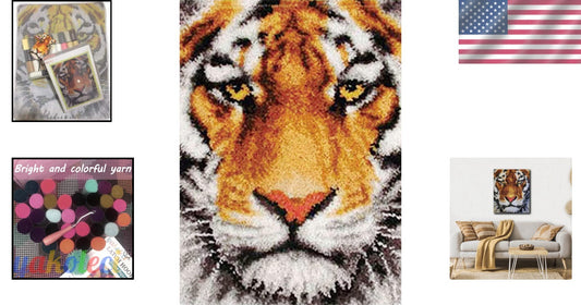 Engaging DIY Latch Hook Kit - Colorful Tiger Design for Unique Home Decorations