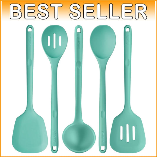 Extra Long 13.6" BPA-Free Silicone Cooking Tools Set - Dishwasher Safe 5-Piece