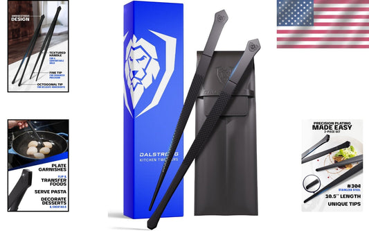 2-Piece Culinary Tweezers Set - High-Precision Stainless Steel - 10" Length