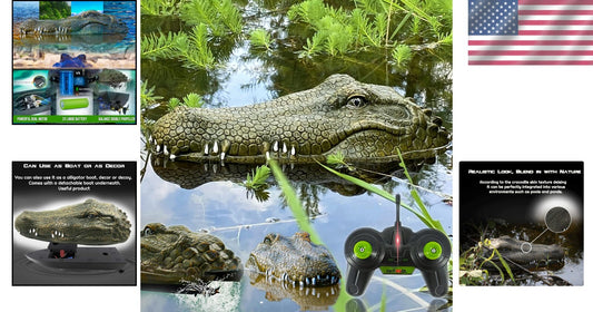 Large RC Alligator Head Boat - Rechargeable Prank Toy for Lakes & Pools
