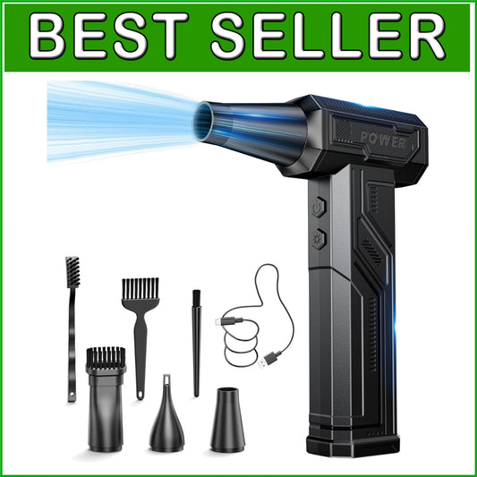 Eco-Friendly Rechargeable Air Duster with 4-Gear Settings & Cleaning Brushes