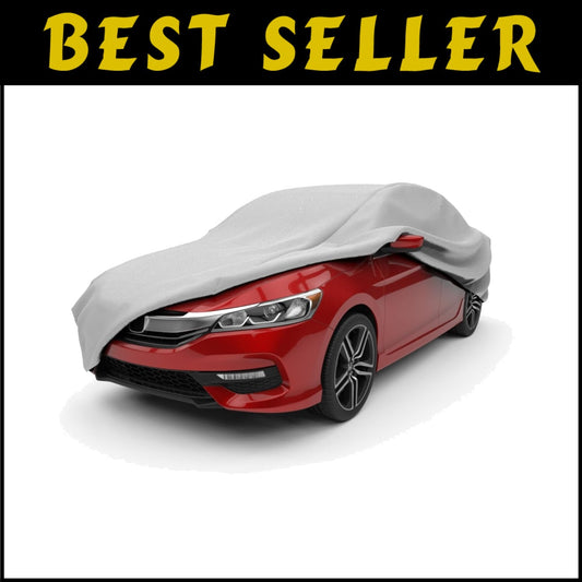 Durable Gray Car Cover: 3-Layer Protection Against Dust, Water & UV - Fits 13'1"