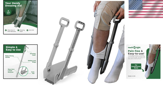 Sleek Two-Handle Dressing Tool for Comfortable and Easy Sock Application