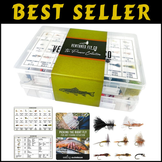 122 Premium Hand Tied Fly Fishing Set with 2 Boxes - Trout & Bass Assortment
