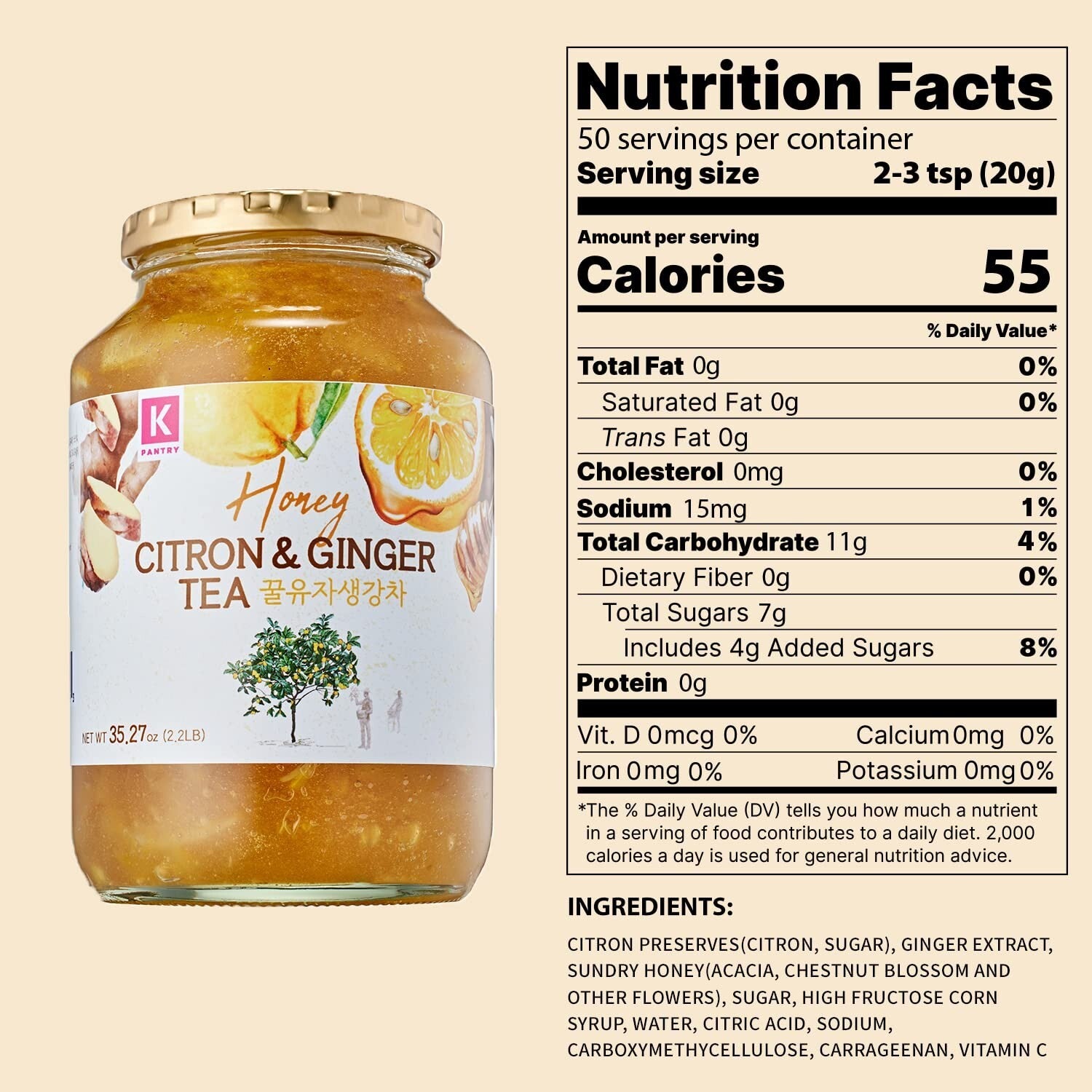 Korean Marmalade with Ginger & Yuzu - Perfect for Tea & Culinary Uses, 2 Pack