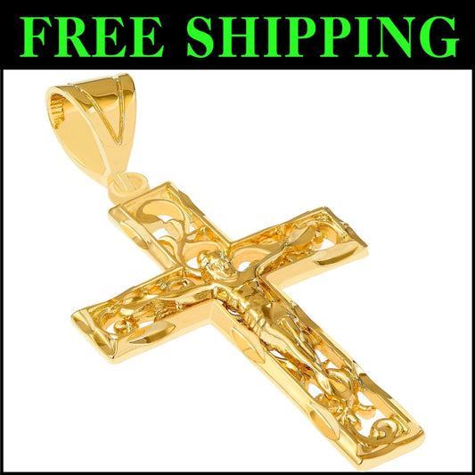 Durable Filigree Crucifix Necklace for Men & Women - Lifetime Warranty