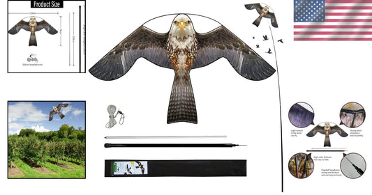 Durable 4m Pole Bird Scarer Kite - Scare Off Birds Safely & Effectively