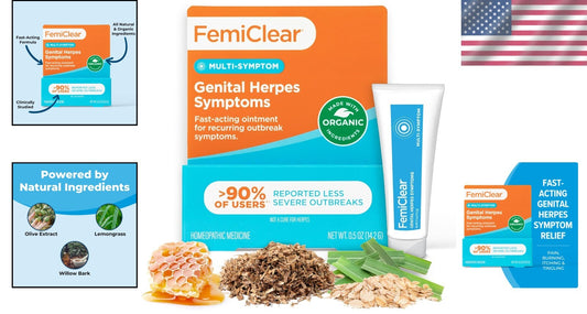 Fast-Acting Organic Ointment for Cold Sores & Herpes Symptoms - 0.5 oz Tube