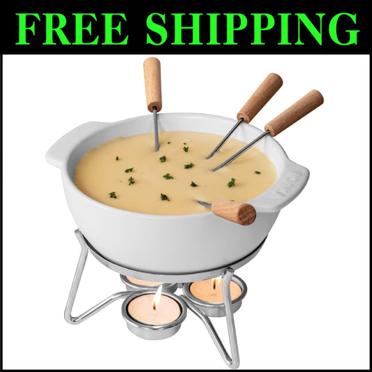 Elegant Microwave Safe Cheese Fondue Set for 2-4 Persons - Perfect for Parties