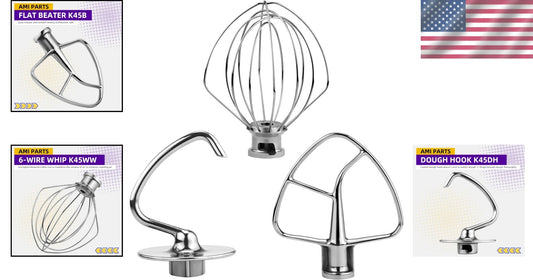 Enhanced 3-Piece Stainless Steel Mixer Attachment Set for KitchenAid K45 Models