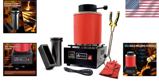 3KG Gold Melting Furnace - 1400W Digital Electric Kit with Graphite Crucible