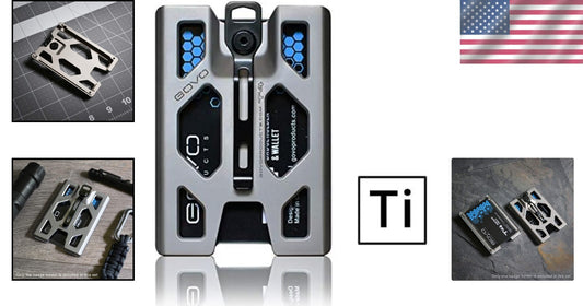 Water-Resistant Titanium ID Card Holder with Spring-Loaded 4 Card Capacity Clip