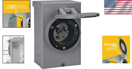 50-Amp NEMA 3R Watertight Power Inlet Box for Safe Generator Connections