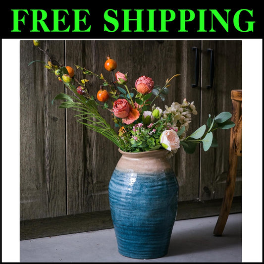 Show-Stopping Large Round Vase - Ceramic Floral Centerpiece for Modern Homes