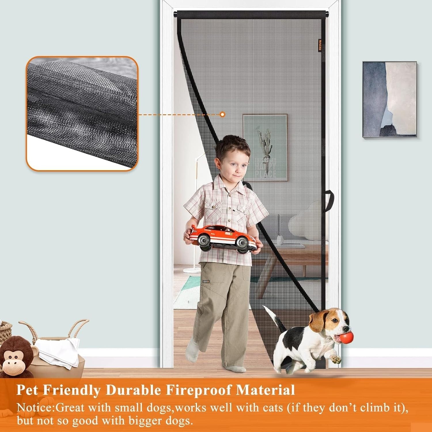 Stylish Heavy-Duty Screen Door 38" x 99" - Convenient Pet Access & Fresh Air