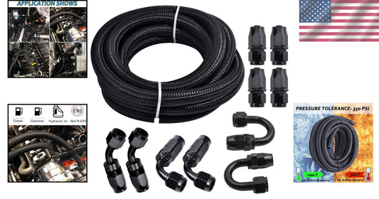 Durable 6AN 20FT Nylon Stainless Steel Braided Fuel Line with 10PCS Fittings