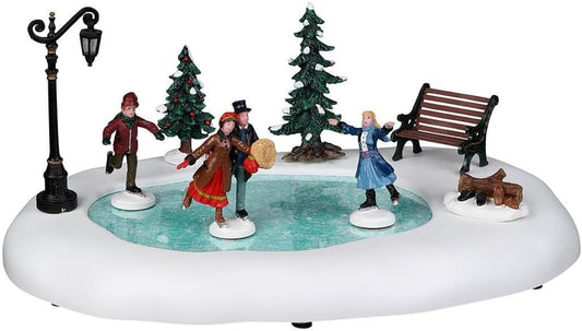 Battery-Operated Animated Winter Skating Village - Festive Tabletop Decor