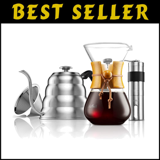 Elegant Coffee Set: Includes Gooseneck Kettle, Grinder & Dripper for Home Use