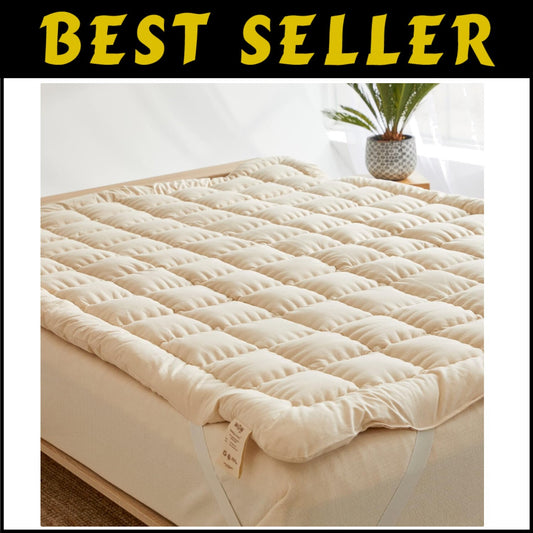 Luxury Handmade Organic Wool Mattress Topper - Moisture-Wicking, Medium Firm