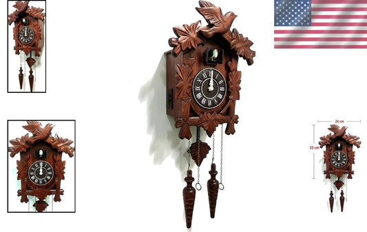 Large 13x9.5 Inch Cuckoo Clock in Handcrafted Wood - Elegant Vintage Charm