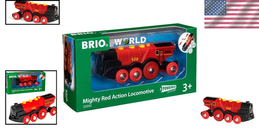 World Mighty Red Battery-Operated Toy Train with Lights, Sounds for Kids Age 3+