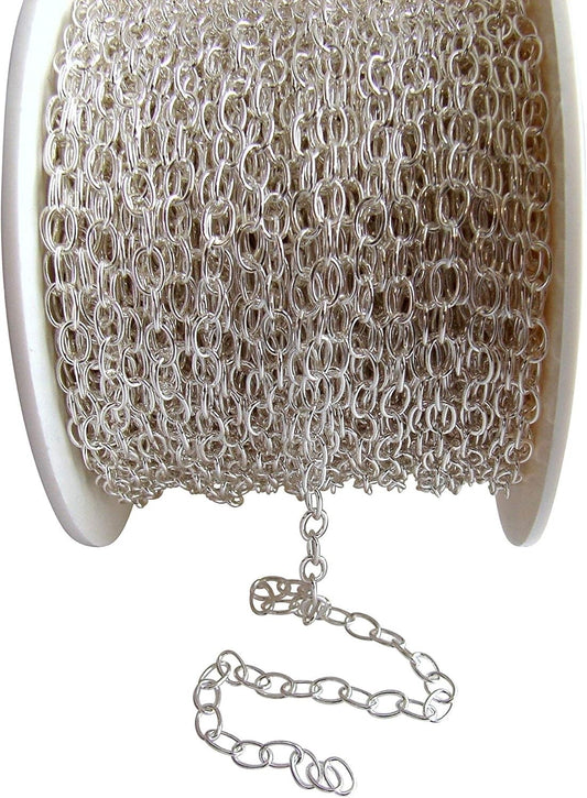 DIY 925 Sterling Silver Jewelry Making Chain - 3.5mm Cable Trace, 5ft Length