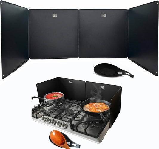 High-Quality Stainless Steel Frying Splash Guard + Spoon Rest - Holiday Gift