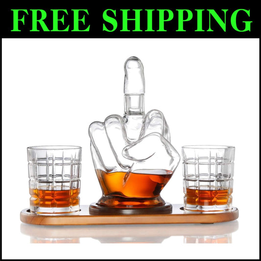 33.8 oz Middle Finger Whiskey Decanter - Perfect for Scotch, Tequila & Rum
