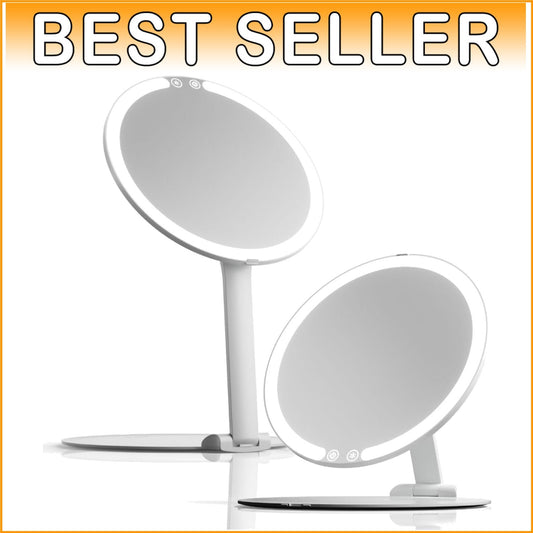 8" Foldable Makeup Mirror with LED Light - Perfect Travel Beauty Essential