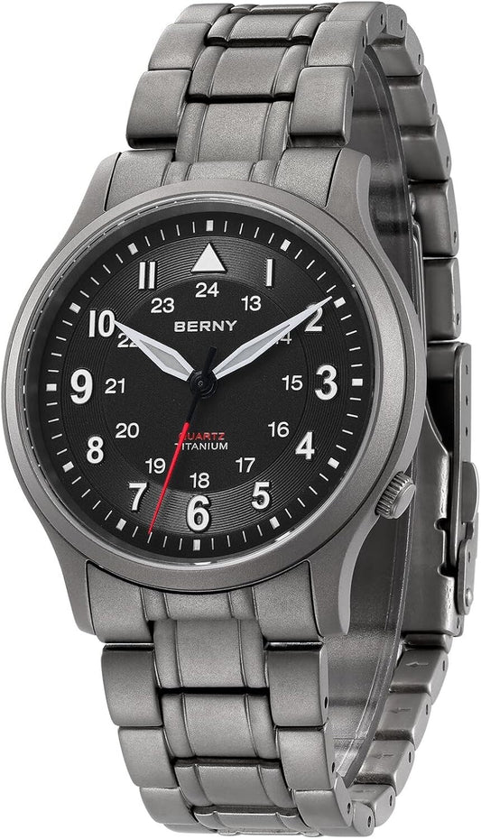 5ATM Waterproof Titanium Watch for Men - Quartz, Luminous & Scratch-Resistant