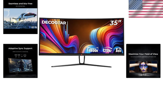 35-Inch Curved Ultrawide Monitor - Stunning WQHD, 120Hz for Gamers & Creatives