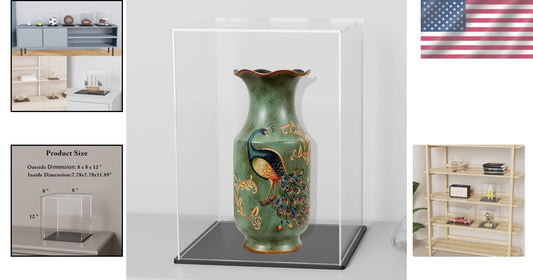 360-Degree Clear Acrylic Showcase with Dustproof Lid for Collectibles - 8x8x12