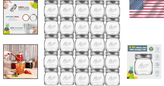 Elegant 24 Pack 8 oz Mason Jars with Airtight Lids for Stylish Food Storage