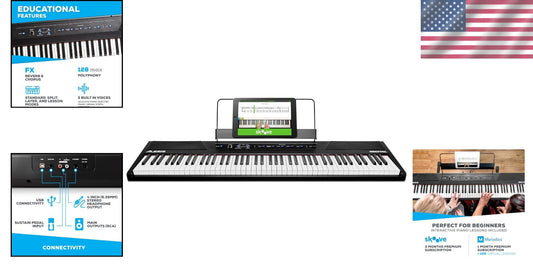 Portable 88-Key Digital Piano with Lesson Modes & Adjustable Touch Response