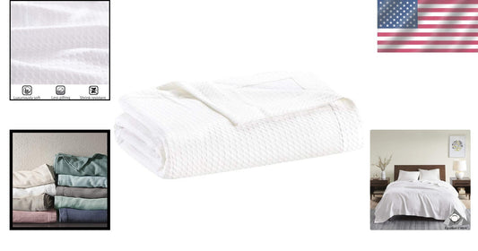 Beautiful Solid White Egyptian Cotton Blanket 90x90 - Full/Queen Elegant Knit