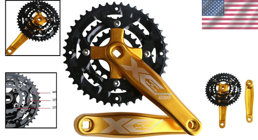 Alloy 6061 MTB Crankset | 9-Speed 22/32/44T, 170mm Crank Arm for Durable Rides
