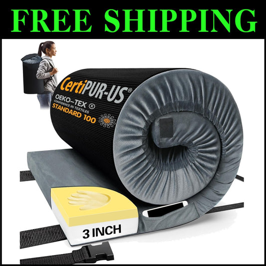 Lightweight Roll-Up Memory Foam Camping Mattress – Comfortable Sleep Anywhere