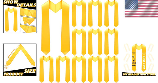 Bulk 12-Pack Unisex Graduation Stoles - Customizable 70-Inch Satin Sashes