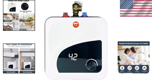 2.7 Gallon Stainless Steel Electric Water Heater with Adjustable Thermostat