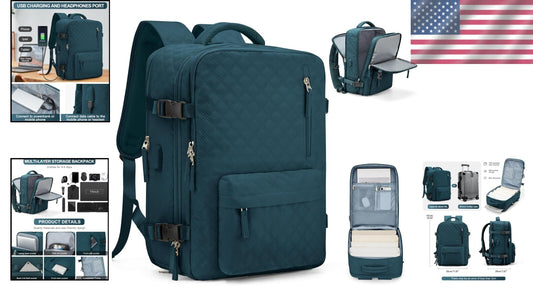 Multi-Compartment Peacock Blue Travel Backpack for Laptop and Gym Essentials