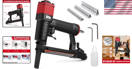 Adjustable Long Nose Pneumatic Stapler: Perfect for Upholstery & Wood Assembly